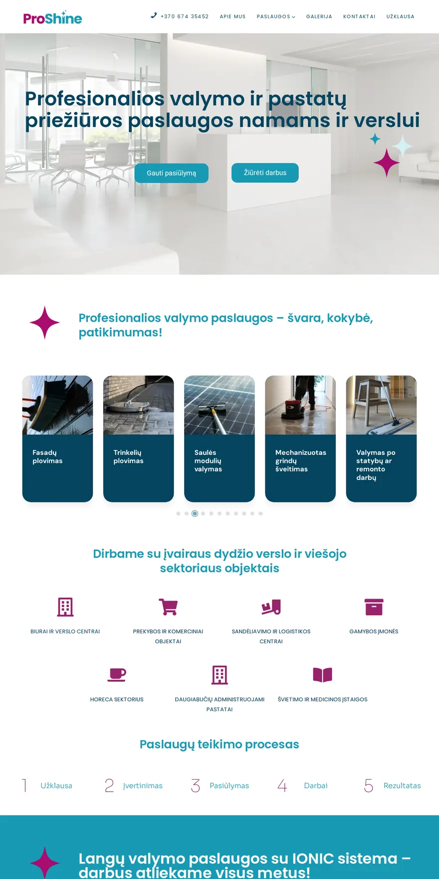 proshine.lt svetainės vaizdas