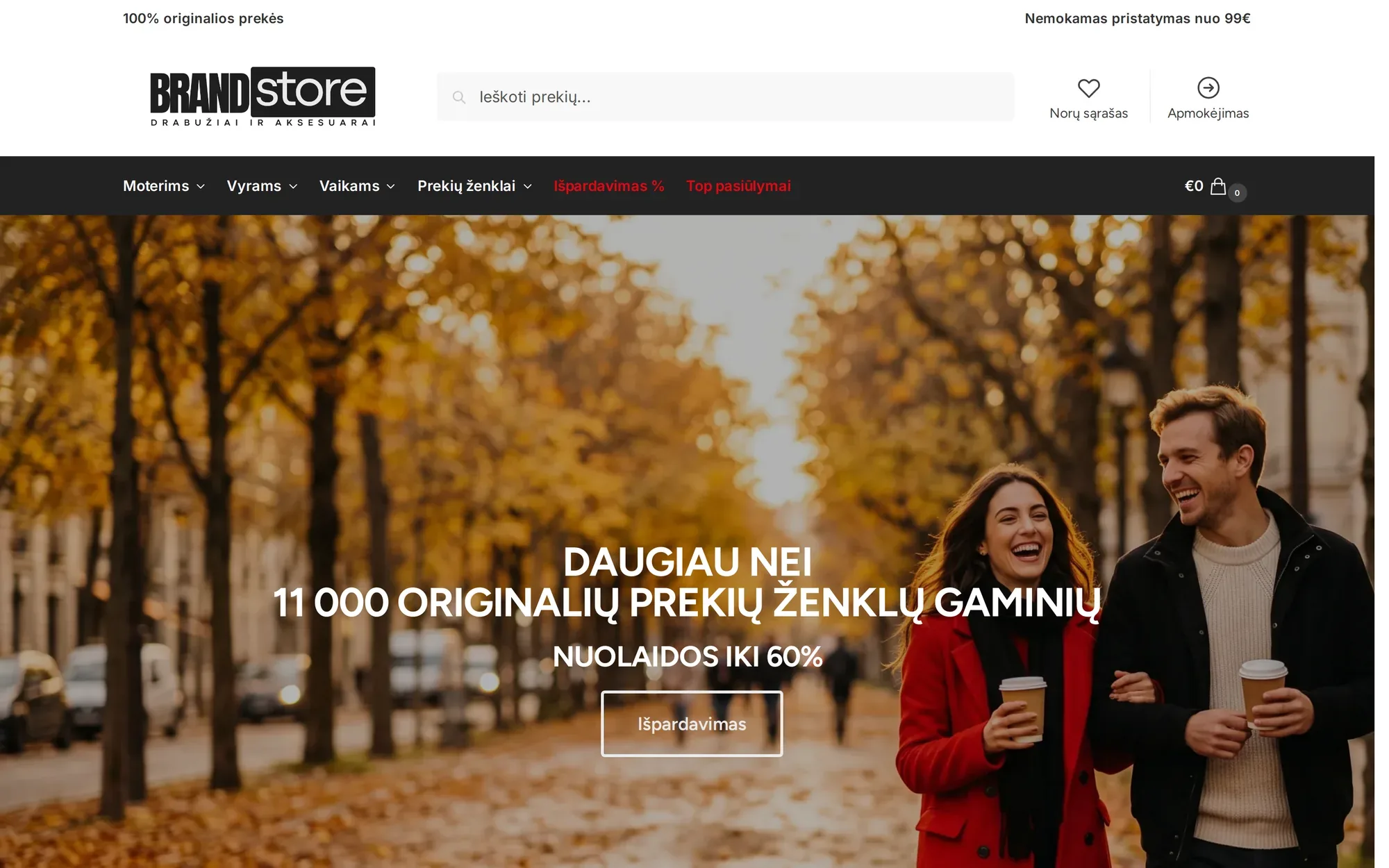 brandstore.lt pradinis puslapis kompiuteryje