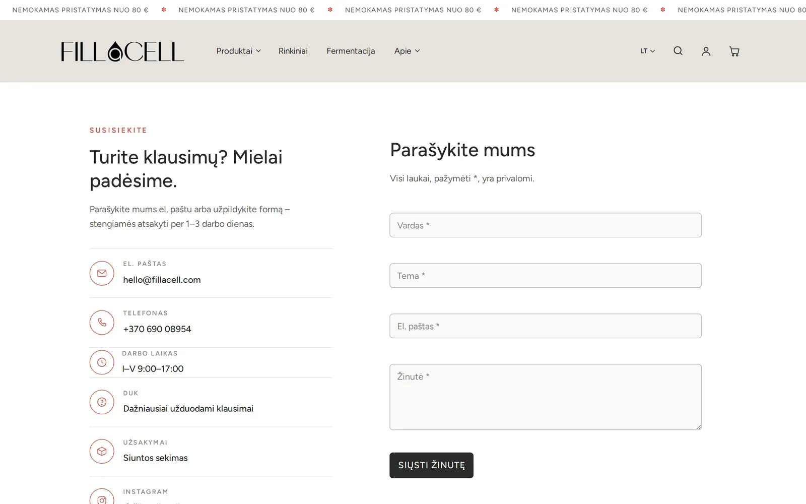 fillacell.com – kontaktai