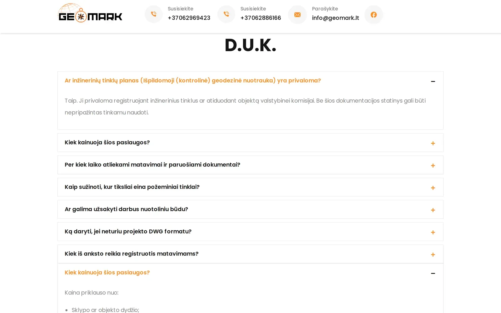 geomark.lt – dažniausi klausimai