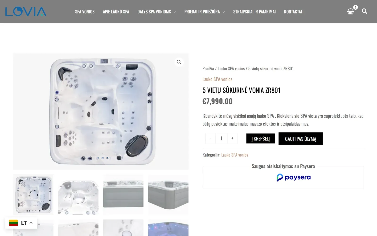 loviaspa.lt – produkto puslapis – sūkurinė vonia