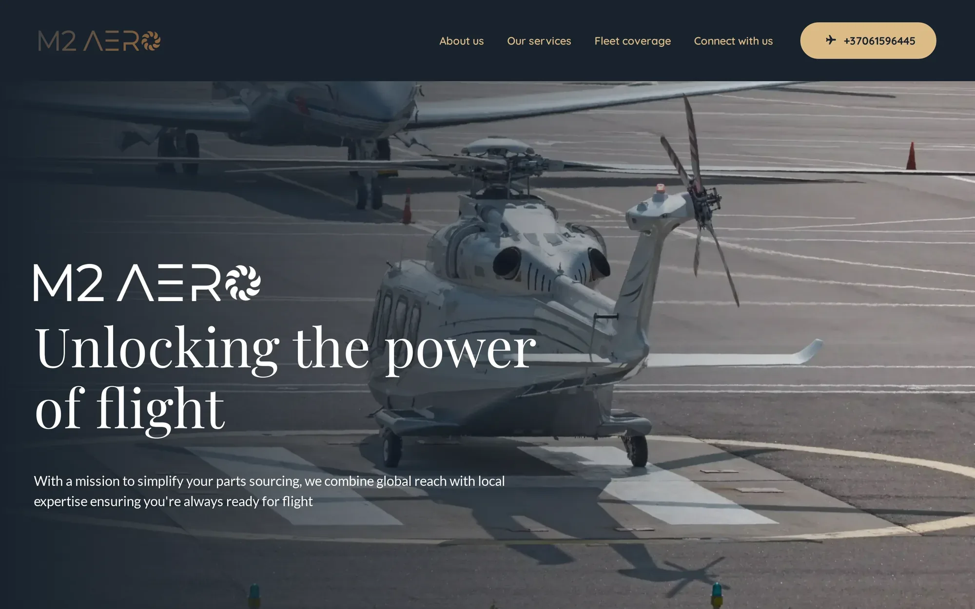 m2-aero.com pradinis puslapis kompiuteryje