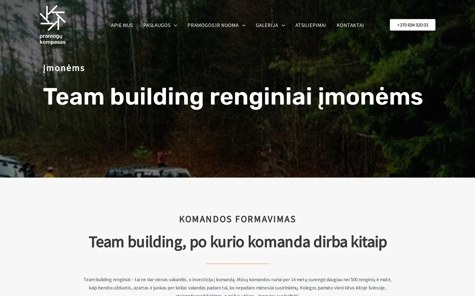 pramogukompasas.lt – team building paslaugos puslapis