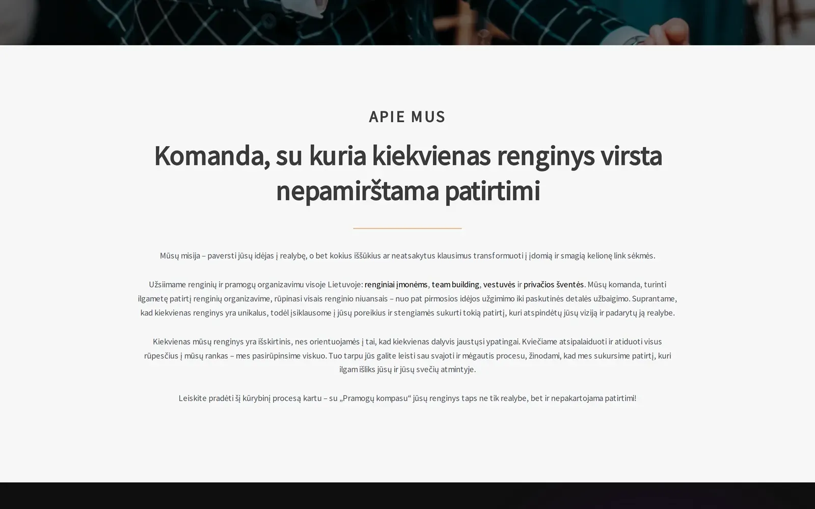 pramogukompasas.lt – pradinio puslapio sekcija „apie mus“