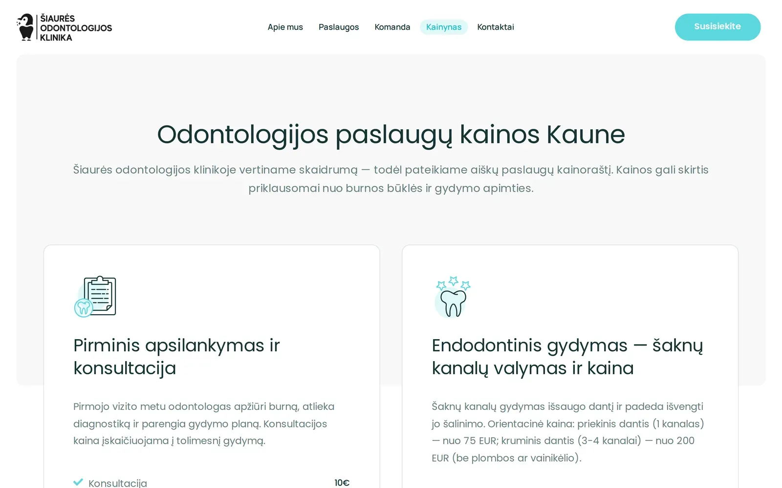 siauresodontologijosklinika.lt – kainynas